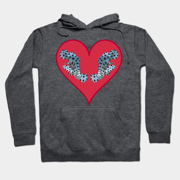 Cute motif of a fish | Small fish in a red heart | Hoodie by Ute-Niemann